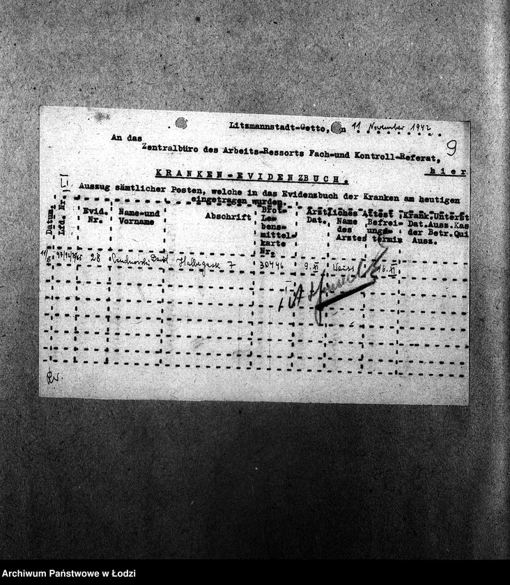 Obraz 12 z jednostki "[Wyciągi z książki ewidencyjnej chorych]"