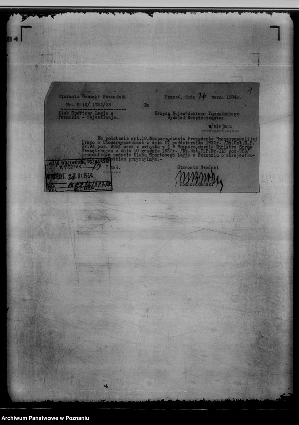 Obraz 5 z jednostki "/Klub Sportowy,,Legia" w Poznaniu/"