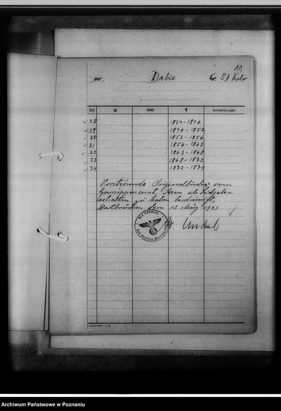 image.from.unit.number "Bücherverzeichnis betreff.: Kreissippenamt Warthbrücken [Koło]"