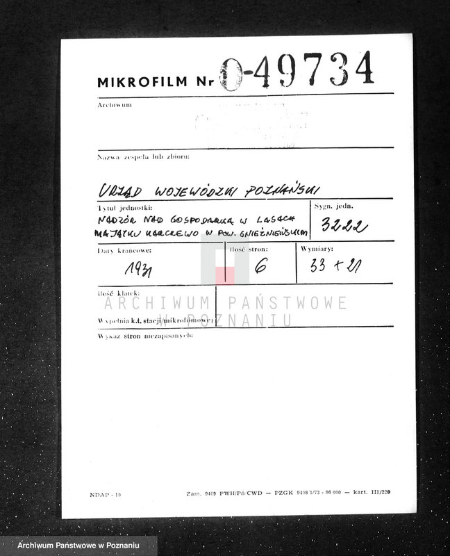 Obraz 2 z jednostki "Nadzór nad gospodarką w lasach majątku Karczewo powiecie gnieźnieńskim"