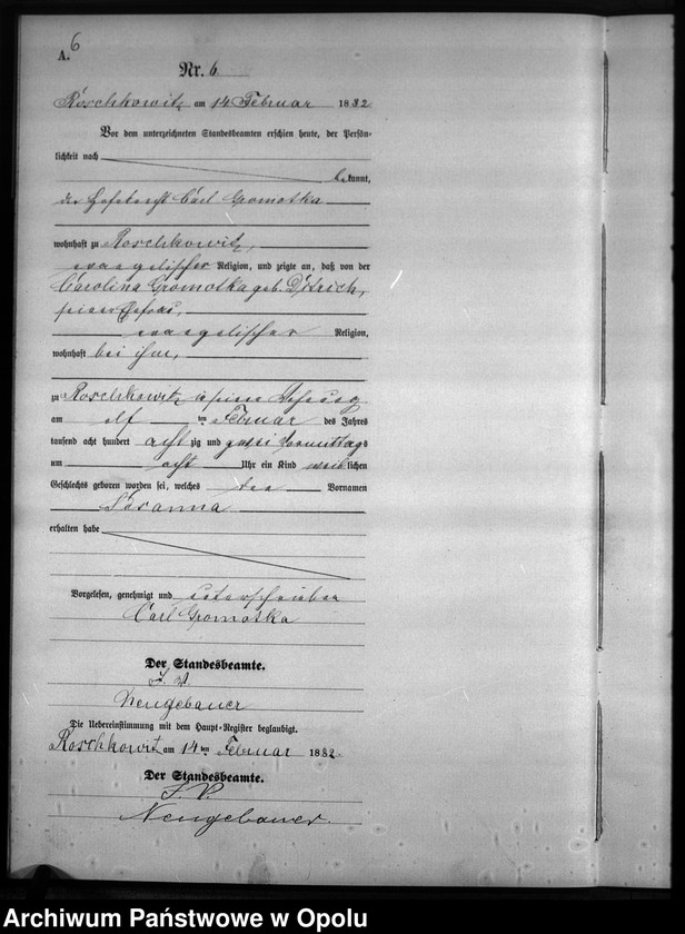 image.from.unit.number "Geburts-Neben-Register Standesamts Roschkowitz pro 1882"