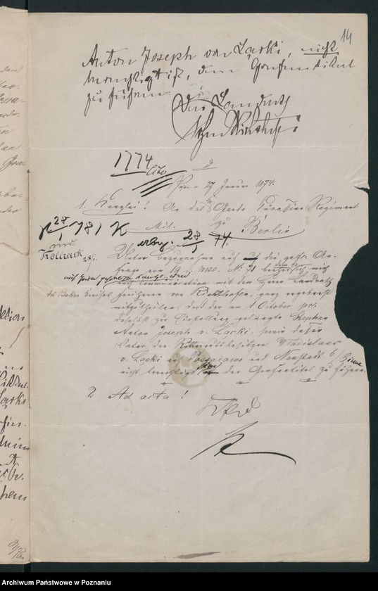 Obraz 18 z jednostki "A. betr. Wladislaus von Łącki auf Posadowo /Bemühungen um Grafentitel/ - auch Stefan und Anton"