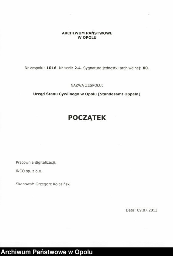 Obraz 1 z jednostki "Rejestr Małżeństw pierwopis 1879 [Opole] 1-109"