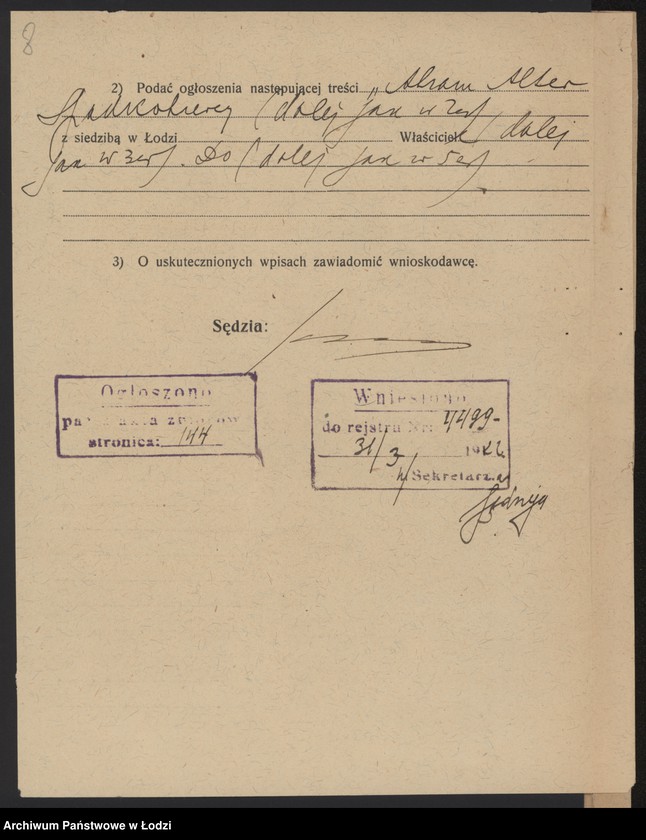 Obraz 10 z jednostki "Abram Alter- Spadkobiercy- sprzedaż manufaktury i konfekcji"