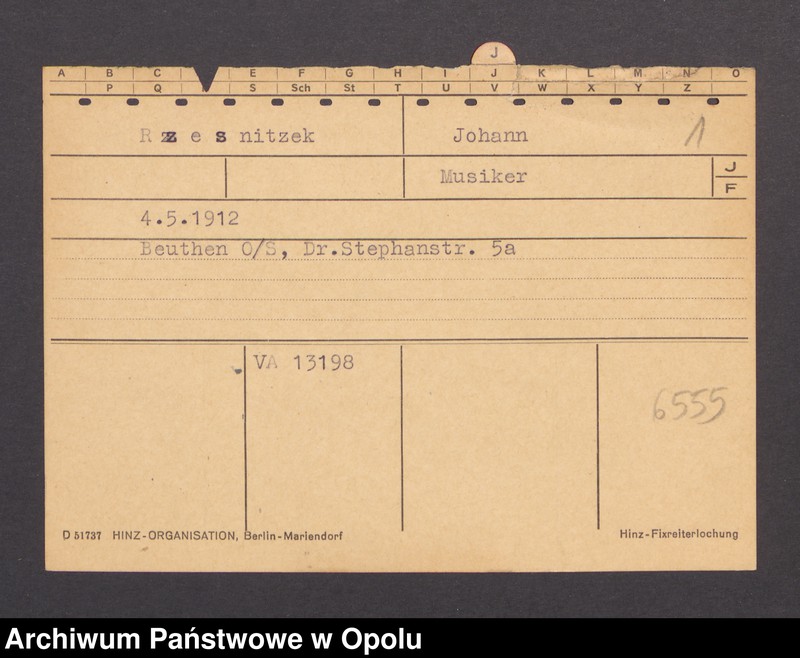 Obraz 3 z jednostki "[Rzesnitzek Johann, ur. 4.5.1912, zam. Beuthen]"