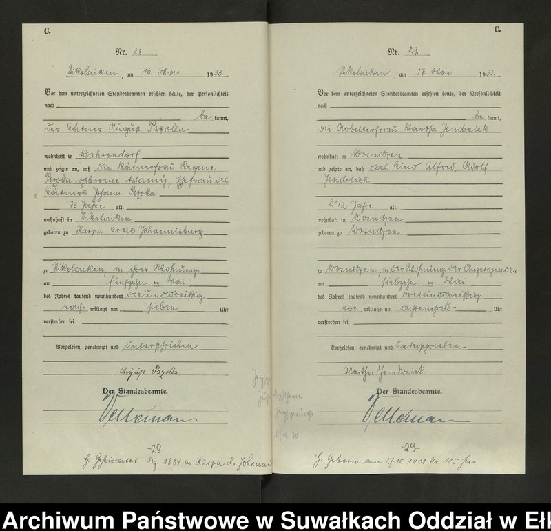 Obraz 17 z jednostki "Sterbe=Haupt=Register des Königlichen Preussischen Standes-Amtes Nikolaiken Kreis Sensburg"