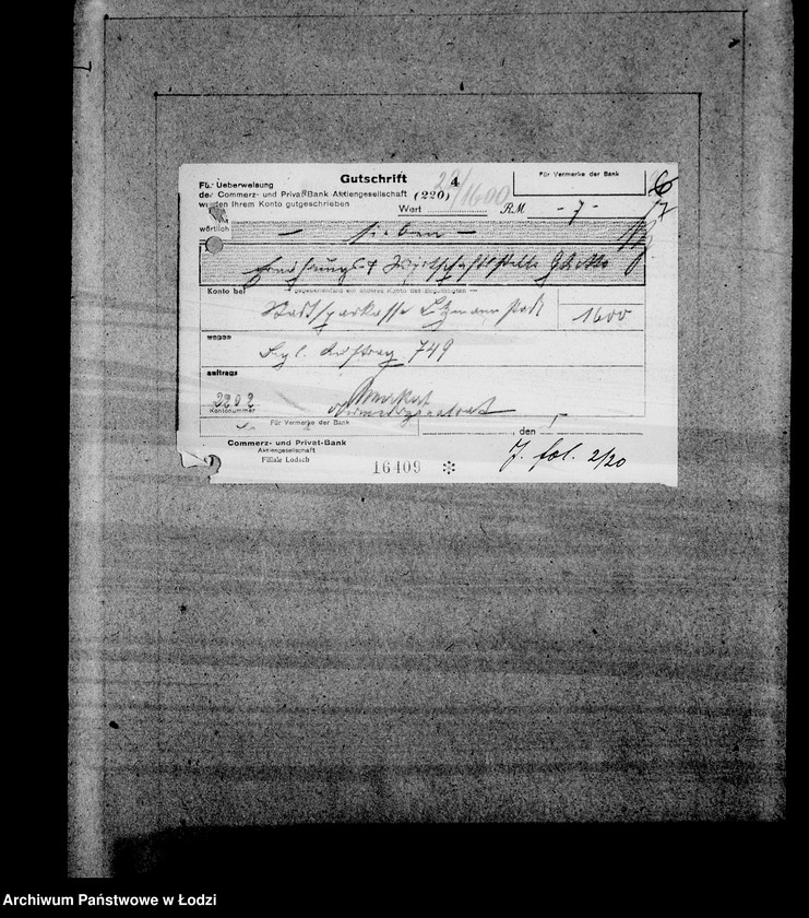 Obraz 11 z jednostki "Bankkonto nr 1600"