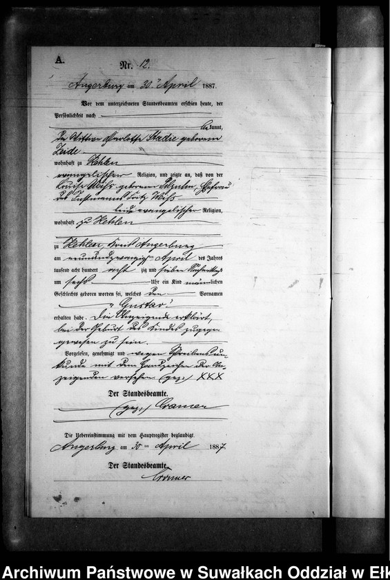 image.from.unit.number "Geburts-Neben-Register des Preussischen Standes-Amtes Kehlen Kreis Angerburg"