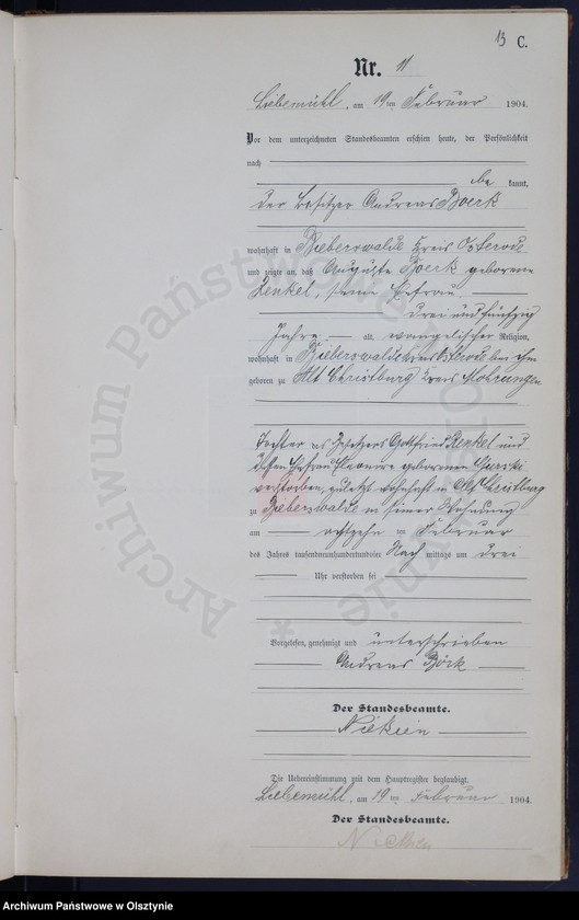 image.from.unit.number "Sterbe-Neben-Register Nr 1 - 71"