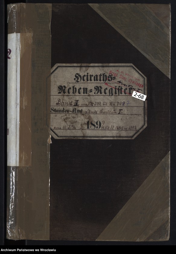 image.from.unit.number "Heiraths-Neben-Register Breslau I 1892 Band 4"