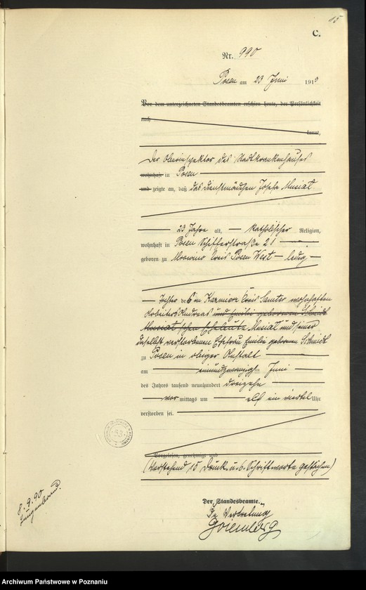 Obraz 17 z jednostki "Księga miejscowa zgonów tom III [Rejestr główny zgonów]"