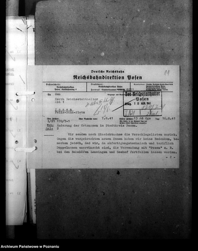 Obraz 15 z jednostki "Ortsnamenänderung - Posen- Stadt (miasto Poznań)"