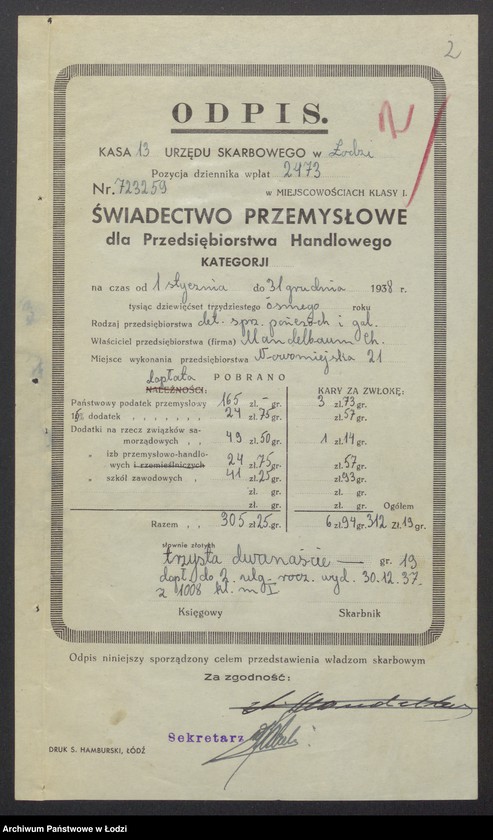 Obraz 4 z jednostki "Chaim Pinkwas Mandelbaum- sprzedaż pończoch i galanterii"