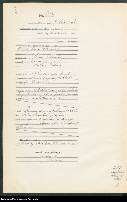 Obraz 10 z jednostki "Księga miejscowa zgonów tom III [Rejestr główny zgonów]"