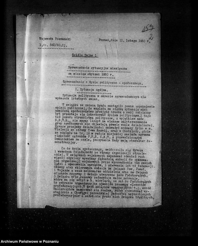 Obraz 6 z jednostki "Sprawozdania sytuacyjne miesięczne z życia społeczno-politycznego za miesiące styczeń, luty, marzec 1930 r."
