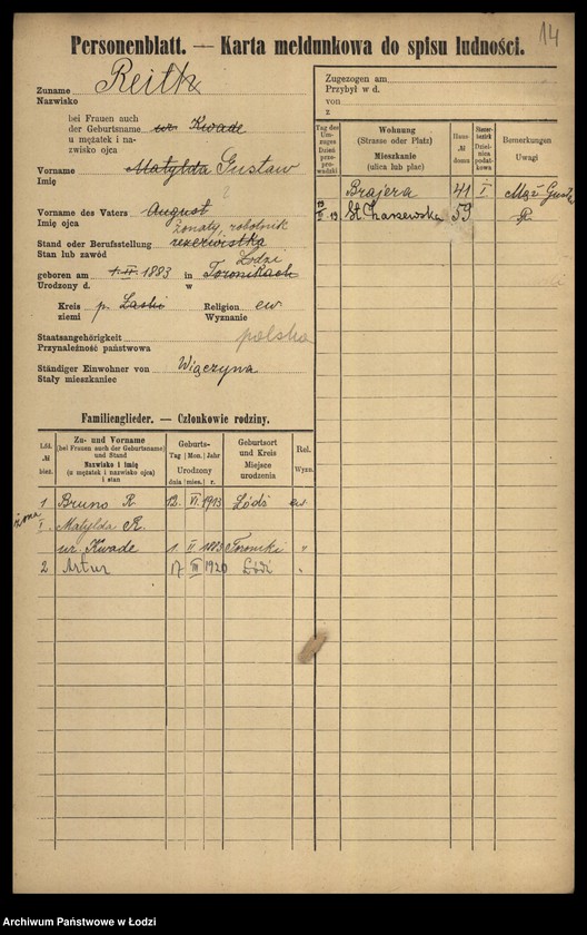 Obraz 16 z jednostki "[Spis ludności Łodzi] Rajssmesser-Rakowienko"