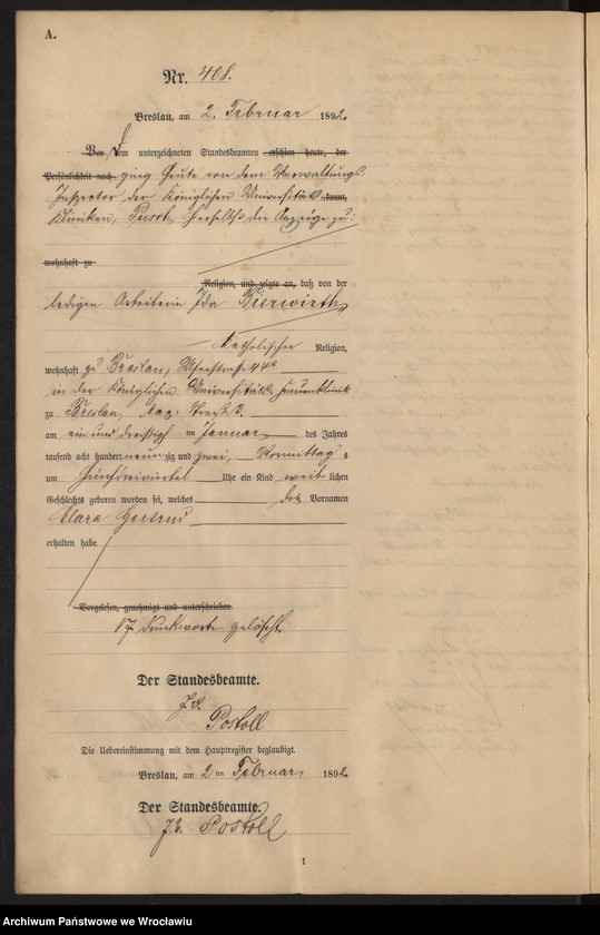Obraz 11 z jednostki "Księga urodzeń Wrocław III 1892 t.01"