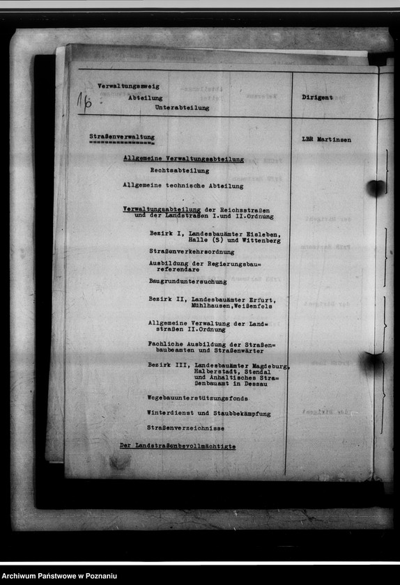 Obraz 20 z jednostki "[Schemat organizacyjny Wydziału III oraz Provinzialverwaltung w Saksonii]."