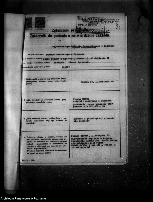 Obraz 7 z jednostki "Rozbudowa fabryki "Maggi" Spółka z ograniczoną odpowiedzialnością Poznań 10 Bałtycka 85"