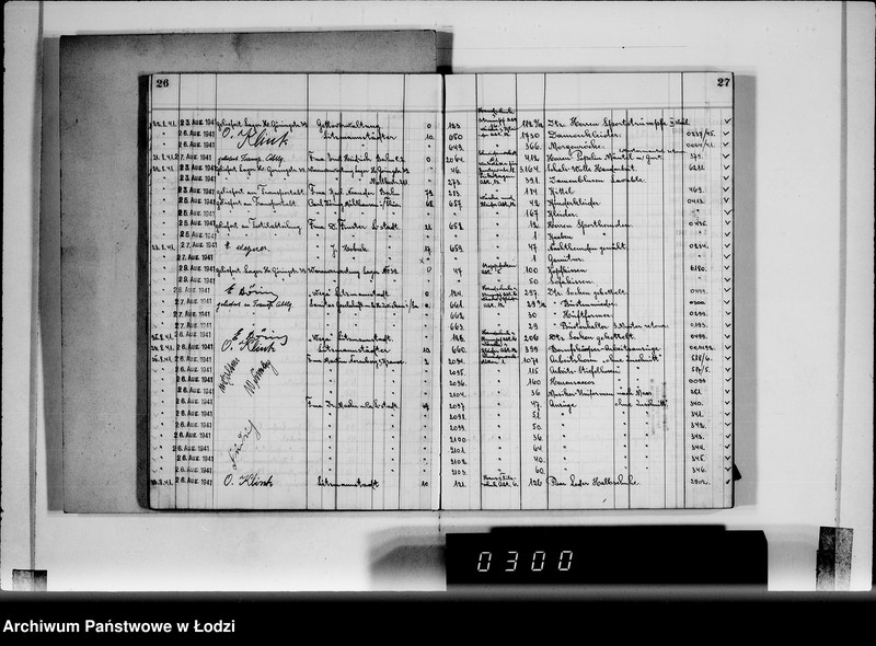 Obraz 18 z jednostki "Textil-Lagerverwaltung Getto [Książka magazynowa towarów wychodzących z Getta]"