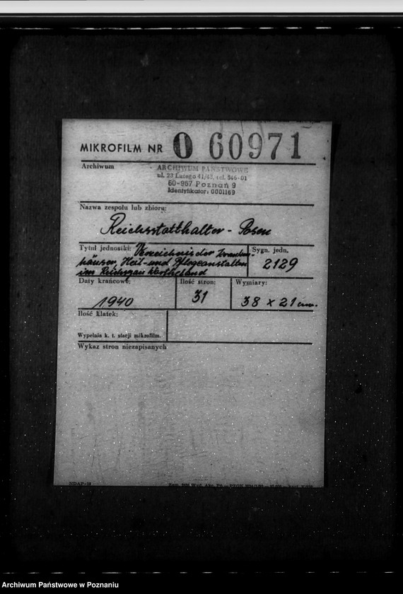 Obraz 2 z jednostki "Verzeichnis der Krankenhäuser, Heil- und Pflegeanstalten im Reichsgau Wartheland"