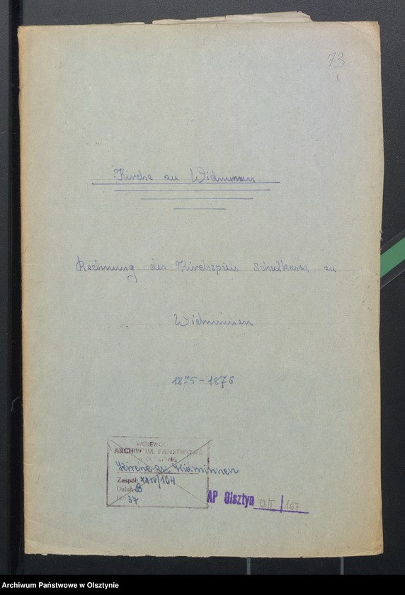 image.from.unit.number "Rechnung des Kirchspielsschulkasse zu Widminnen"