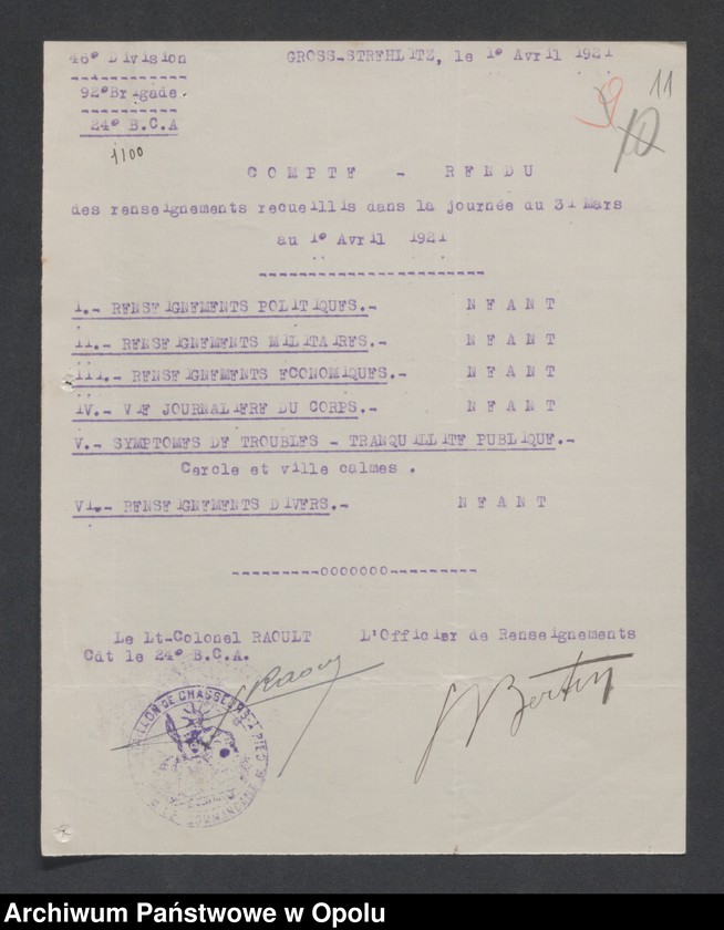 Obraz 14 z jednostki "/Meldunki dzienne o sytuacji w rejonach postoju wojsk - wiadomości ekonomiczne, polityczne i wojskowe, m.in. propaganda komunistyczna/ IV 1921"