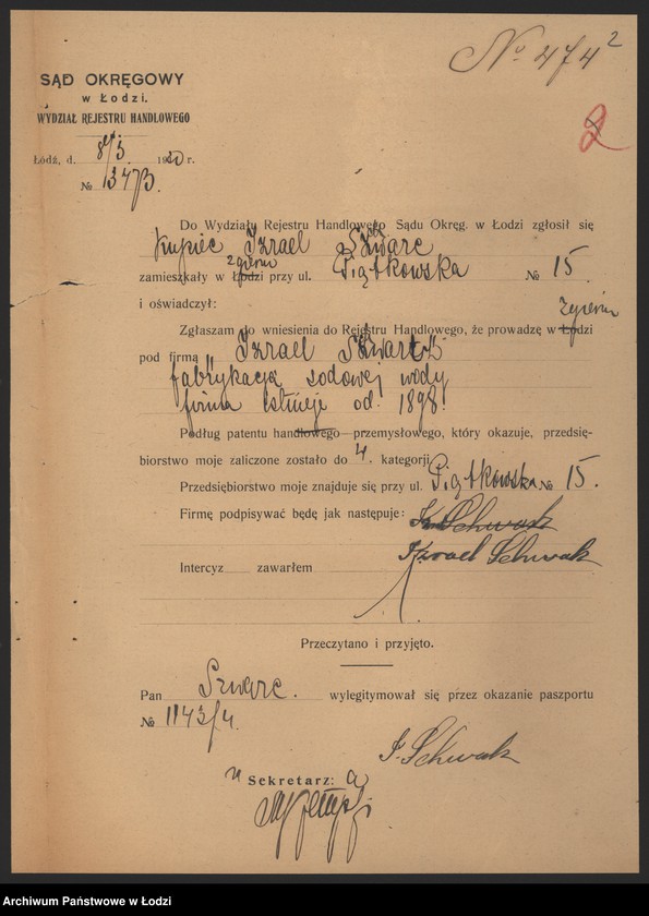 Obraz 4 z jednostki "Izrael Schwartz – fabrykacja sodowej wody – Zgierz"