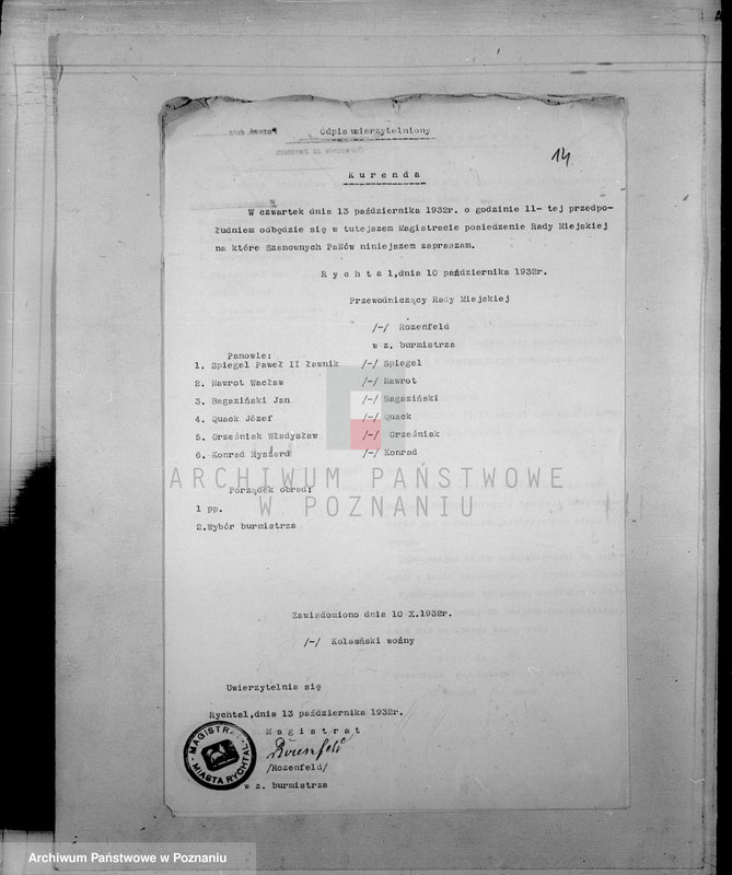 Obraz 18 z jednostki "Członkowie magistratu miasta Rychwał"