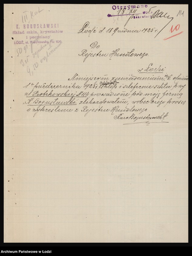 Obraz 16 z jednostki "Karol Bogusławski - handel szkłem i porcelaną"