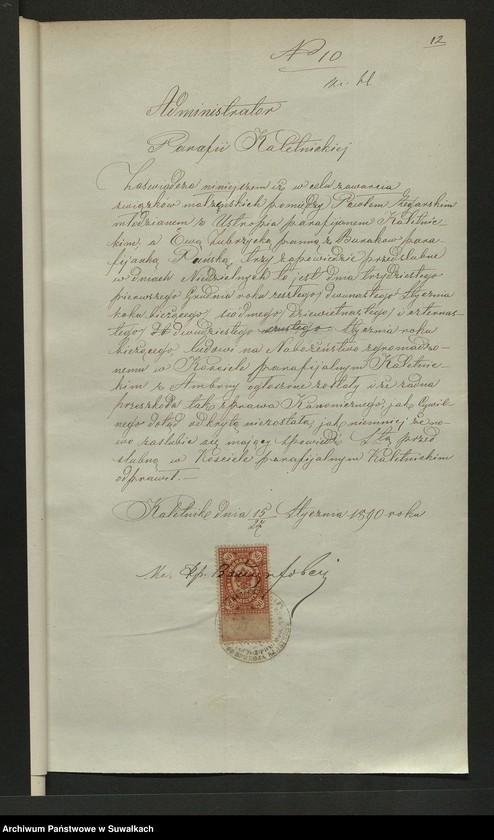 image.from.unit.number "Aneks [do akt małżeństw parafia rzymskokatolicka] Kaletnik 1890"