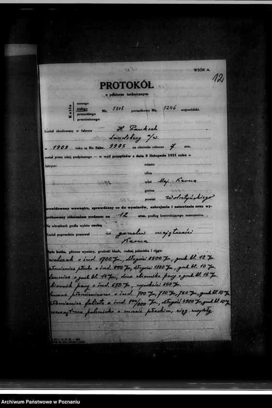 Obraz 15 z jednostki "Gorzelnia majętności Karna powiat wolsztyński nr woj. kotła 5246"