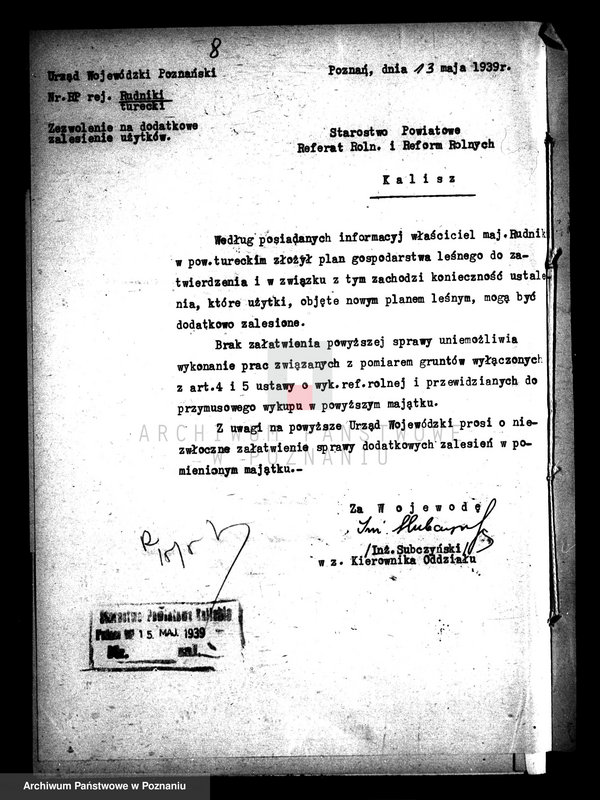 Obraz 12 z jednostki "Majątek Rudniki powiatu tureckiego wyłączenie z art.4 i 5 ustawy o reformie rolnej/"