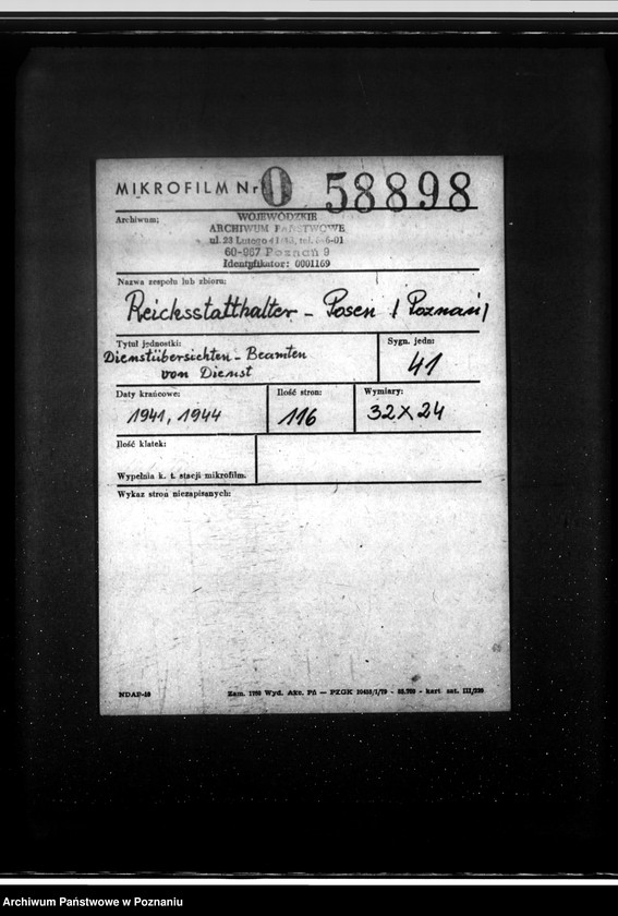 Obraz 2 z jednostki "Dienstübersichten- Beamten von Dienst"