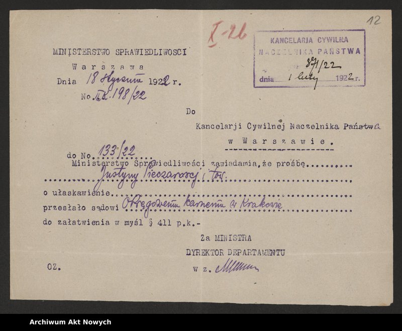 image.from.unit.number "Ułaskawienia z Małopolski - nieuwzględnione, dotyczące: zabójstw, kradzieży m. in w czasie inwazji rosyjskiej w 1914 r., dezercji, lichwy wojennej oraz handlu walutą, a także wykroczeń i rabunku na jesieni 1918 r. podczas rozruchów antyżydowskich (pow. Rzeszów)"