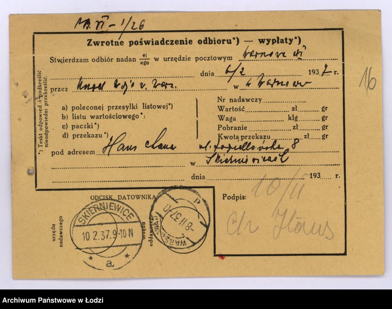 Obraz 19 z jednostki "Towarzystwo Wspomagania Ubogich Żydów "Ezra" w Skierniewicach"