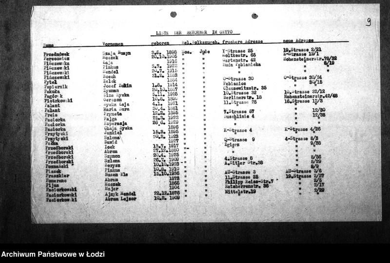 Obraz 13 z jednostki "[Alfabetyczny spis mieszkańców getta. Litera P]"