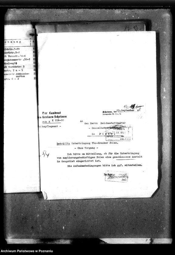 Obraz 19 z jednostki "Absonderung von Tbc-Kranken [Polen]."