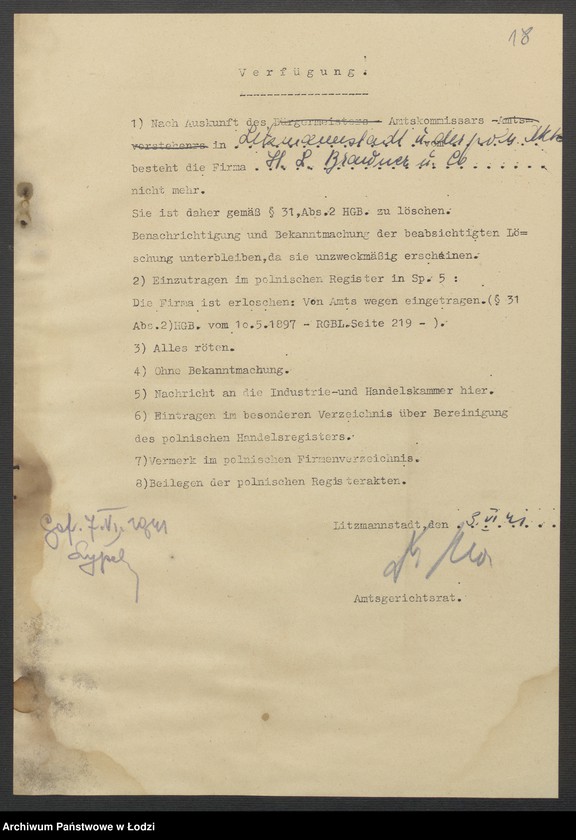 Obraz 20 z jednostki "Hersch Leib Brauner i S-ka - sprzedaż towarów manufakturowych i galanterji"