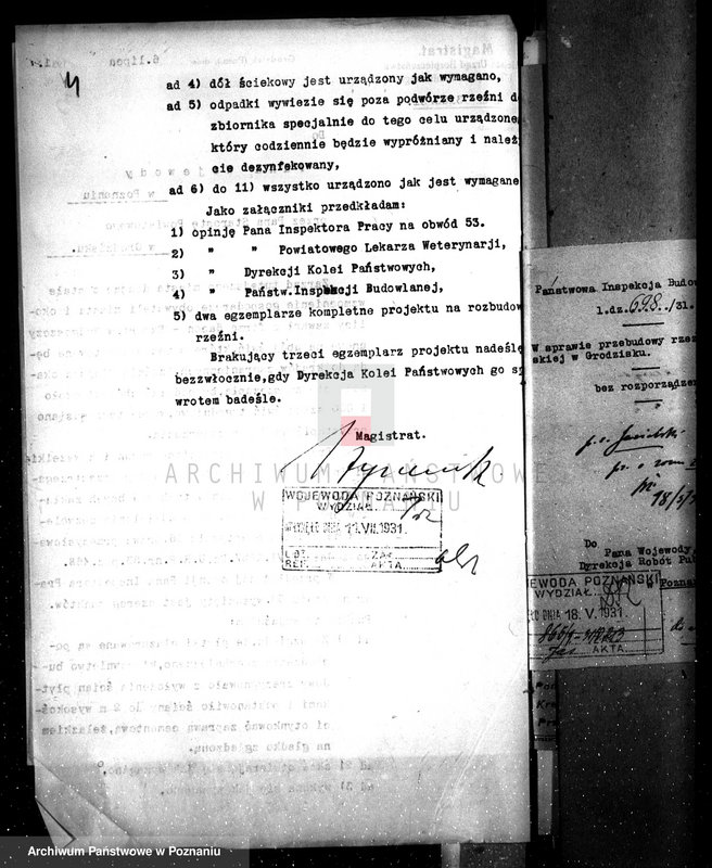 Obraz 8 z jednostki "Zatwierdzenie projektu zakładu przemysłowego /urządzenie bekoniarni/ nr 426, własność Magistrat m. Grodziska"