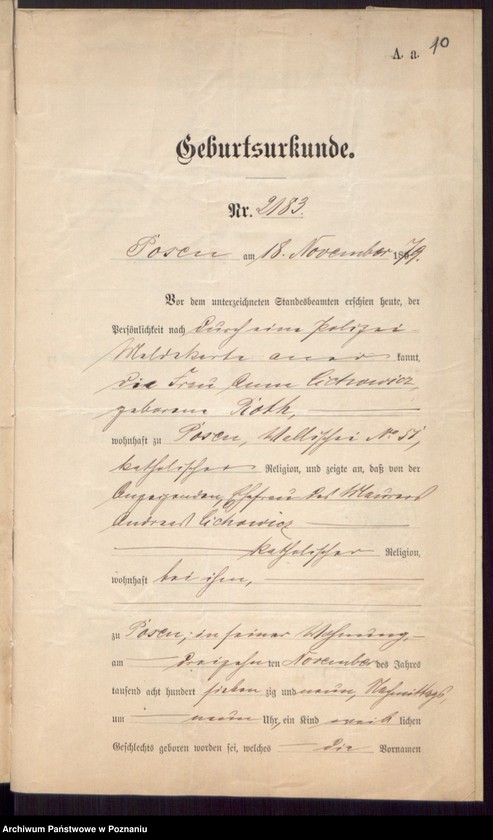 Obraz 12 z jednostki "Die von den Verlobten beigebrachten Urkunden zur Eheschliessung pro 1897"