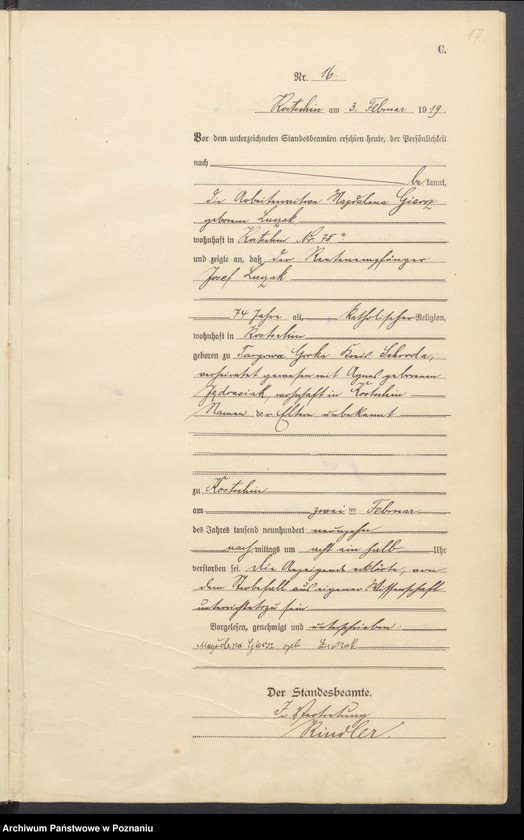 Obraz 19 z jednostki "Sterbe-Haupt-Register "