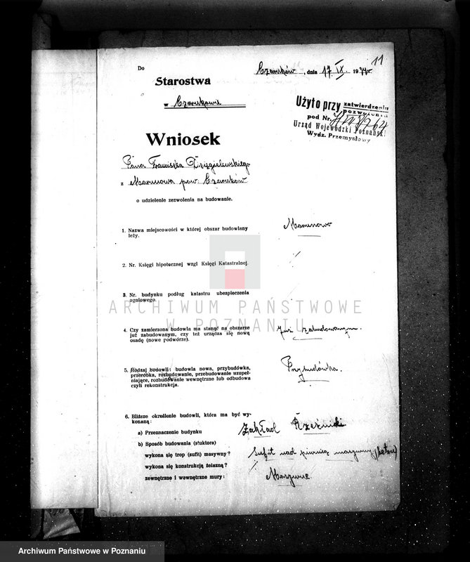 Obraz 16 z jednostki "Zatwierdzenie zakładu przemysłowo /rzeźni/ Far. Dzięgielewski w Marunowie pow. czarnkowski"