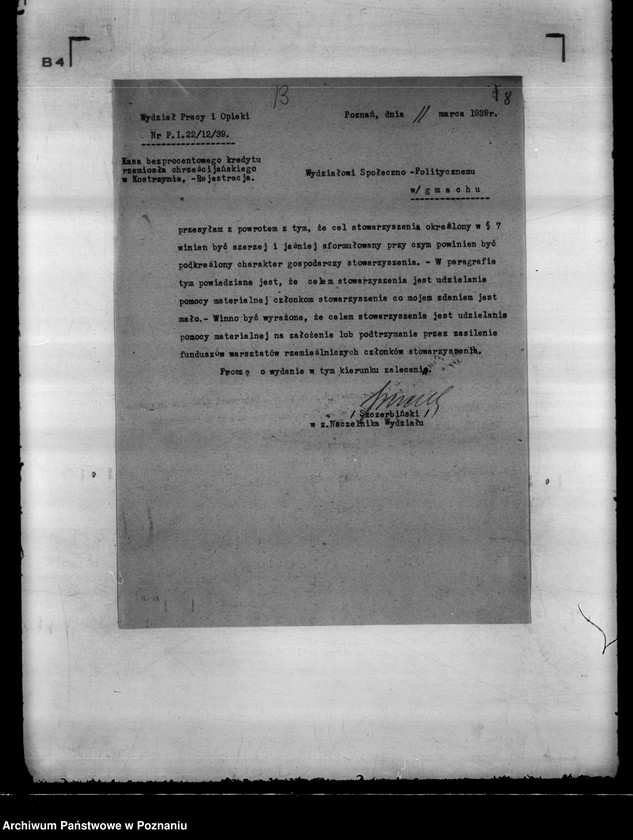 Obraz 12 z jednostki "/ Kasa Bezprocentowego Kredytu Rzemiosła Chrześcijańskiego w Kostrzynie/"