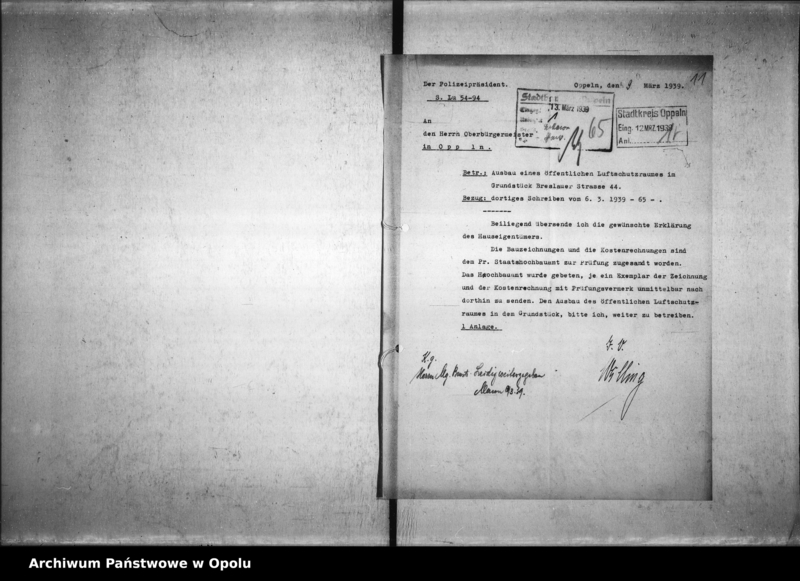 Obraz 14 z jednostki "Öffentlicher Luftschutzraum - Breslauerstrasse 44 ( [Karl] Zajonz)."