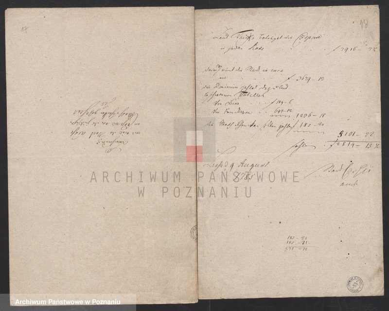 Obraz 14 z jednostki "Berechnung wieveil die Stadt Lissa an Czopowe vor das herrschaftliche Bier und Branntwein gezahlt hat; język niemiecki"