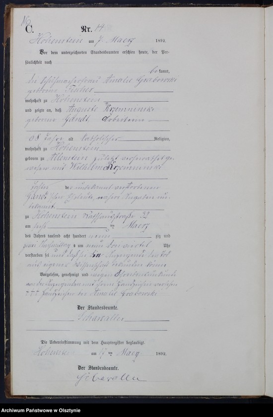 image.from.unit.number "Sterbe-Neben-Register Nr 1 - 71"