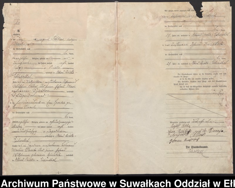 image.from.unit.number "Heiraths-Haupt-Register des Königlichen Preussischen Standes-Amtes Bialla Kreis Johannisburg"