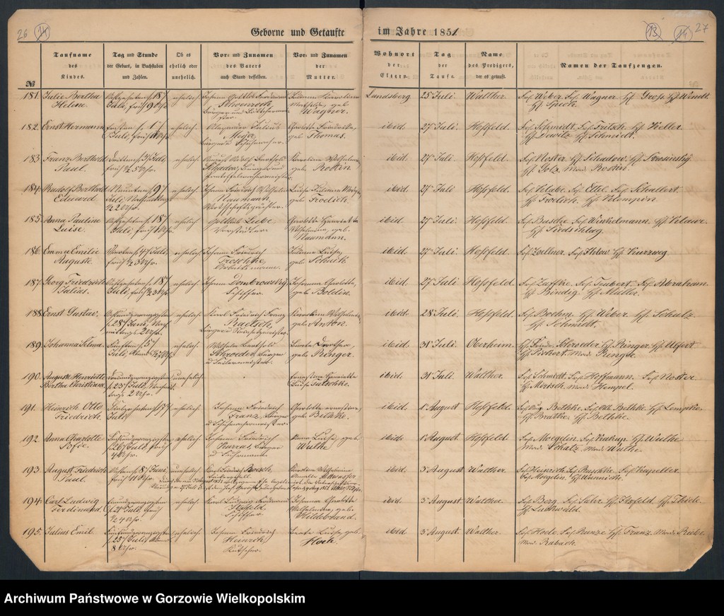 image.from.unit.number "Duplikate der St. Marienkirche zu Landsberg an der Warthe (zawiera też księgę zgonów Konkordien Kirche z 1851 r.)"