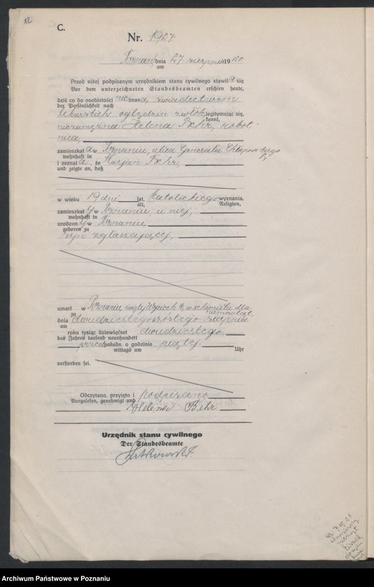 Obraz 14 z jednostki "Księga miejscowa zgonów tom IV [Rejestr główny zgonów]"